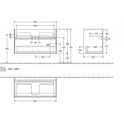 Szafka 95.4x44.4x54.6 cm podumywalkowa wisząca biała C01100DH Villeroy & Boch Collaro