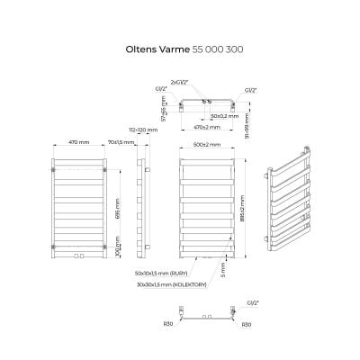 Grzejnik łazienkowy dekoracyjny 89.5x50 cm czarny 55000300 Oltens Varme