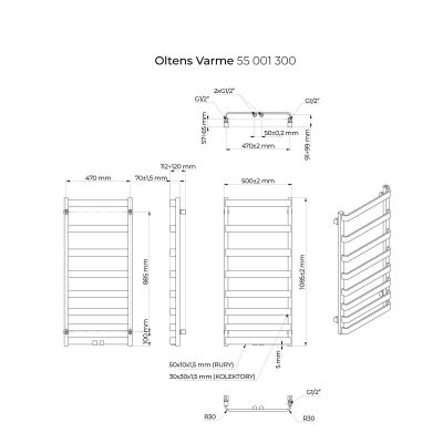 Grzejnik łazienkowy dekoracyjny 108.5x50 cm czarny 55001300 Oltens Varme