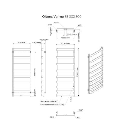 Grzejnik łazienkowy dekoracyjny 129.5x50 cm czarny 55002300 Oltens Varme