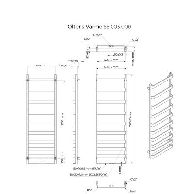 Grzejnik łazienkowy dekoracyjny 151x50 cm biały 55003000 Oltens Varme