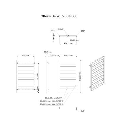 Grzejnik łazienkowy dekoracyjny 91x50 cm biały 55004000 Oltens Benk