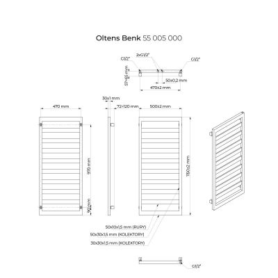Grzejnik łazienkowy dekoracyjny 115x50 cm biały 55005000 Oltens Benk