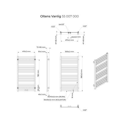 Grzejnik łazienkowy dekoracyjny 96x50 cm biały 55007000 Oltens Vanlig