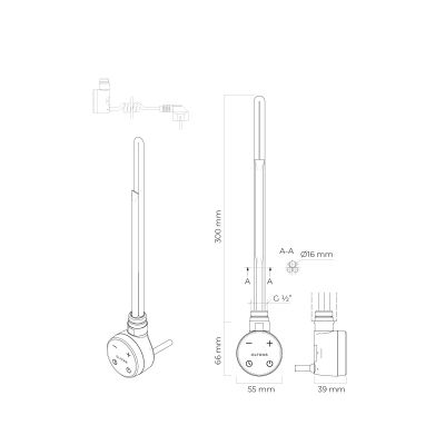 Grzałka elektryczna 300 W czarna 55911300 Oltens Varmare