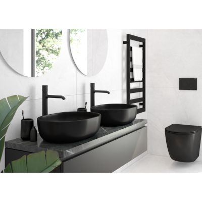 Umywalka 49x39.5 cm owalna nablatowa czarna 40300300 Oltens Hamnes