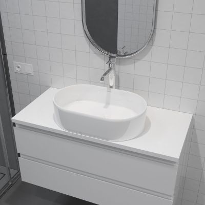 Umywalka 55x34 cm owalna nablatowa biała 40311000 Oltens Lom