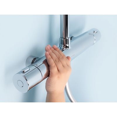 Zestaw prysznicowy ścienny termostatyczny z deszczownicą chrom 36502100 Oltens Boran