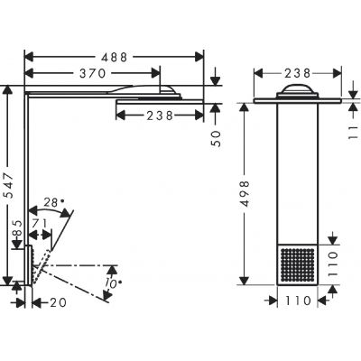 Axor ShowerComposition 12594000 deszczownica z ramieniem 23.8x23.8 cm prostokątna chrom