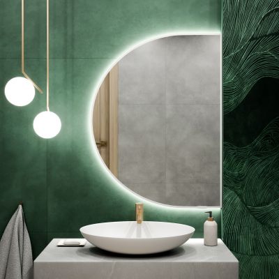 Lustro 140x80 cm z oświetleniem biały 5904107927039 Baltica Design Tiny Border Semi Round