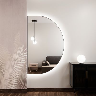 Lustro 140x90 cm z oświetleniem czarny 5904107927275 Baltica Design Tiny Border Semi Round