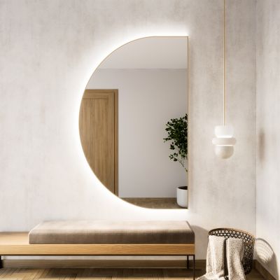 Lustro 90x65 cm z oświetleniem złoty 5904107927602 Baltica Design Tiny Border Semi Round