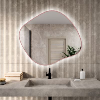 Lustro 50x43 cm z oświetleniem różowy 5904107931975 Baltica Design Bright Stain III