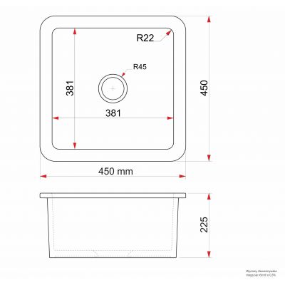 Zlewozmywak ceramiczny 45x45 cm biały BRK22CM Berg Klio