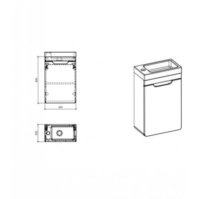 Szafka 40x22x60 cm podumywalkowa wisząca biała ARUBAWHITE826FSC Comad Aruba White