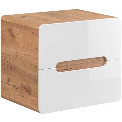 Comad Aruba White szafka 60 cm podumywalkowa wisząca z blatem biały połysk/dąb craft złoty ARUBAWHITE828-UN-60CMFSC