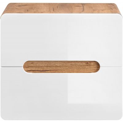 Comad Aruba White szafka 60 cm podumywalkowa wisząca z blatem biały połysk/dąb craft złoty ARUBAWHITE828-UN-60CMFSC