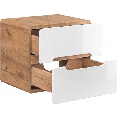 Comad Aruba White szafka 60 cm podumywalkowa wisząca z blatem biały połysk/dąb craft złoty ARUBAWHITE828-UN-60CMFSC