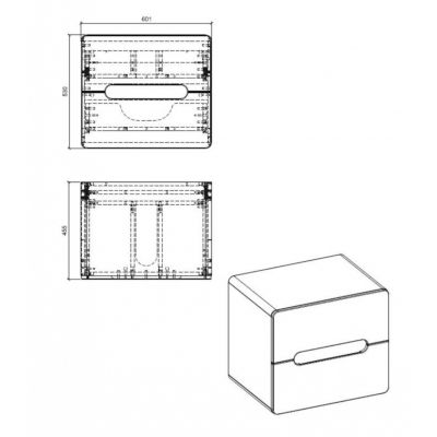Comad Aruba White szafka 60 cm podumywalkowa wisząca z blatem biały połysk/dąb craft złoty ARUBAWHITE828-UN-60CMFSC