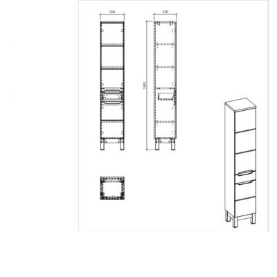 Szafka 35x33x187 cm boczna stojąca biała BALIWHITE800FSC Comad Bali White