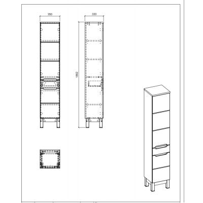 Szafka 35x33x187 cm boczna stojąca biała BALIWHITE804FSC Comad Bali White