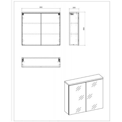 Szafka 80x20x69.4 cm z lustrem biała BALIWHITE841FSC Comad Bali White