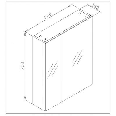 Szafka 60x16x75 cm z lustrem biała HAVANAWHITE8460 Comad Havana