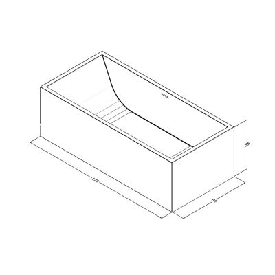 Wanna wolnostojąca 170x80 cm prostokątna biała W1700WRT12ZPRZELEWEM Cristalstone Linea Ideal