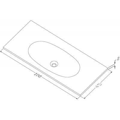 Umywalka 100x45 cm prostokątna wpuszczana-z blatem biała U1000MCOTGBO Cristalstone Armonico