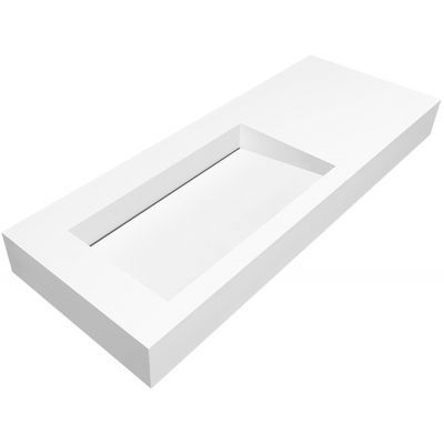 Umywalka 120x45 cm prostokątna ścienna-z blatem biała U1200MBLOLCBO Cristalstone Linea Ideal
