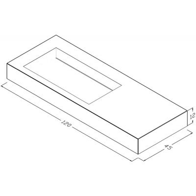 Umywalka 120x45 cm prostokątna ścienna-z blatem biała U1200MBLOLCBO Cristalstone Linea Ideal