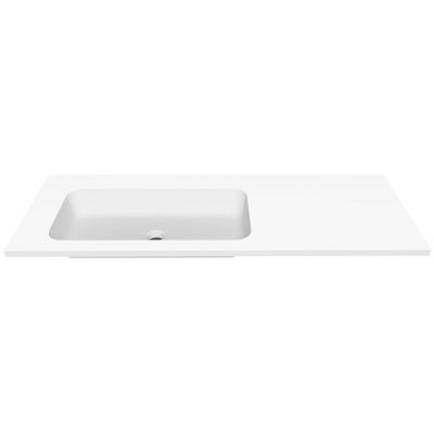 Umywalka 120x45 cm prostokątna wpuszczana-z blatem biała U1200MBLOTCRBO Cristalstone Linea Simpla