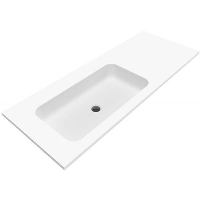 Umywalka 120x45 cm prostokątna wpuszczana-z blatem biała U1200MBLOTCRBO Cristalstone Linea Simpla