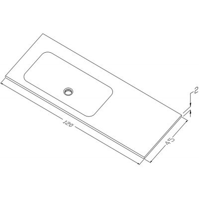Umywalka 120x45 cm prostokątna wpuszczana-z blatem biała U1200MBLOTCRBO Cristalstone Linea Simpla
