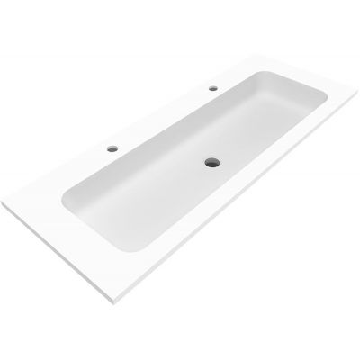 Umywalka 120x45 cm prostokątna wpuszczana biała U1200MOTCR Cristalstone Linea Simpla
