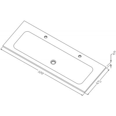 Umywalka 120x45 cm prostokątna wpuszczana biała U1200MOTCR Cristalstone Linea Simpla