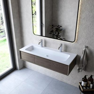 Umywalka 120x45 cm prostokątna wpuszczana biała U1200MOTCR Cristalstone Linea Simpla