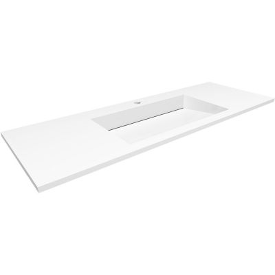 Umywalka 130x45 cm prostokątna wpuszczana-z blatem biała U1300MCOLCCR Cristalstone Linea Ideal