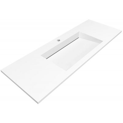 Umywalka 130x45 cm prostokątna wpuszczana-z blatem biała U1300MCOLCCR Cristalstone Linea Ideal
