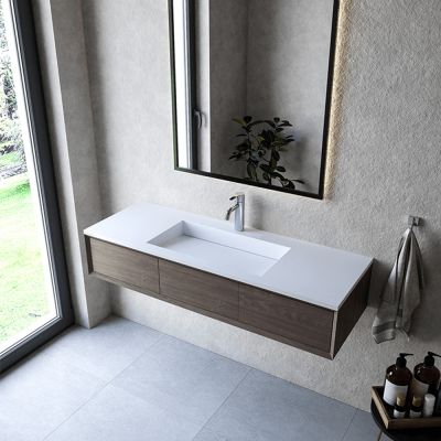 Umywalka 130x45 cm prostokątna wpuszczana-z blatem biała U1300MCOLCCR Cristalstone Linea Ideal