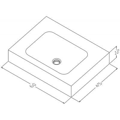 Umywalka 60x45 cm prostokątna ścienna biała U600MCOTBO Cristalstone Linea Simpla