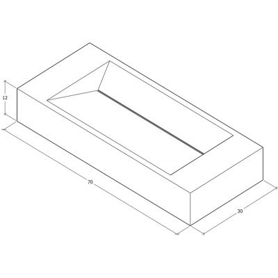 Umywalka 70x30 cm prostokątna nablatowa biała U700MCOLCW Cristalstone Linea Diago