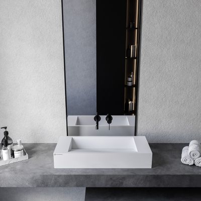 Umywalka 70x30 cm prostokątna nablatowa biała U700MCOLCW Cristalstone Linea Diago