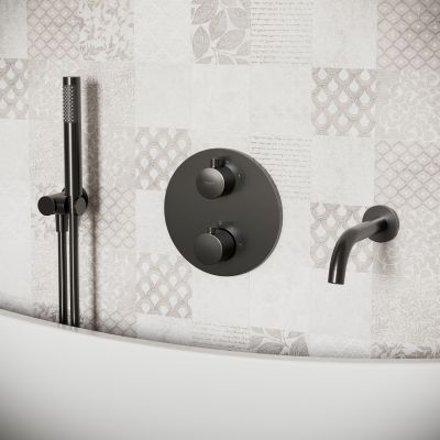 Wylewka do baterii wannowej czarna-grafitowa S951778 Cersanit Zen