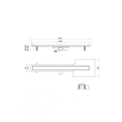 Odpływ prysznicowy 70 cm stal S907009 Cersanit Tako