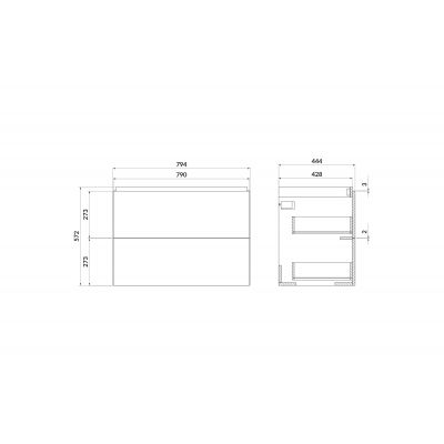 Szafka 79.4x44.4x57.2 cm podumywalkowa wisząca antracyt S164037 Cersanit Larga