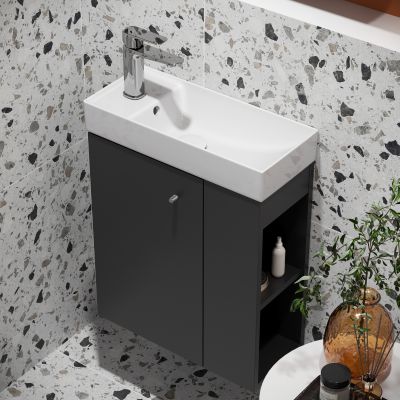 Szafka 49.2x21.5x55.1 cm podumywalkowa wisząca antracyt S164056DSM Cersanit Larga