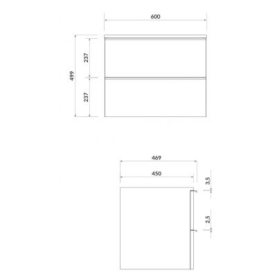 Szafka z blatem wisząca podumywalkowa 60x46.9 cm S522019 Cersanit Virgo