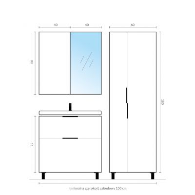 Szafka wisząca podumywalkowa 79.4x44.7 cm S584018DSM Cersanit City