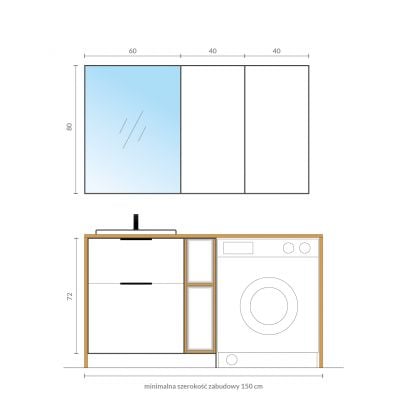 Szafka wisząca boczna 40x13.8 cm S584020DSM Cersanit City